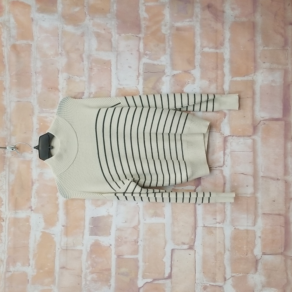 NWT Copper Key Size S Women's Cream Grey Stripe Sweater